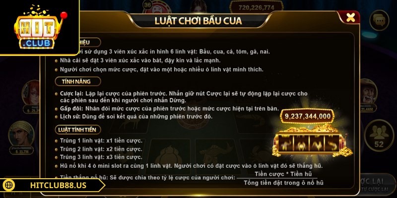 Game bầu cua sử dụng ba viên xúc xắc với sáu mặt